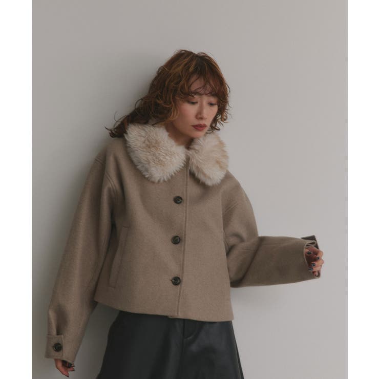 【2025AW新作】ファーカラーフェイクウールジャケット | ad thie | 詳細画像19 