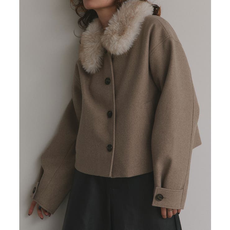 【2025AW新作】ファーカラーフェイクウールジャケット | ad thie | 詳細画像20 