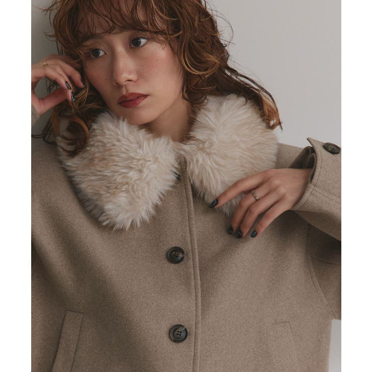 【2025AW新作】ファーカラーフェイクウールジャケット | ad thie | 詳細画像21 