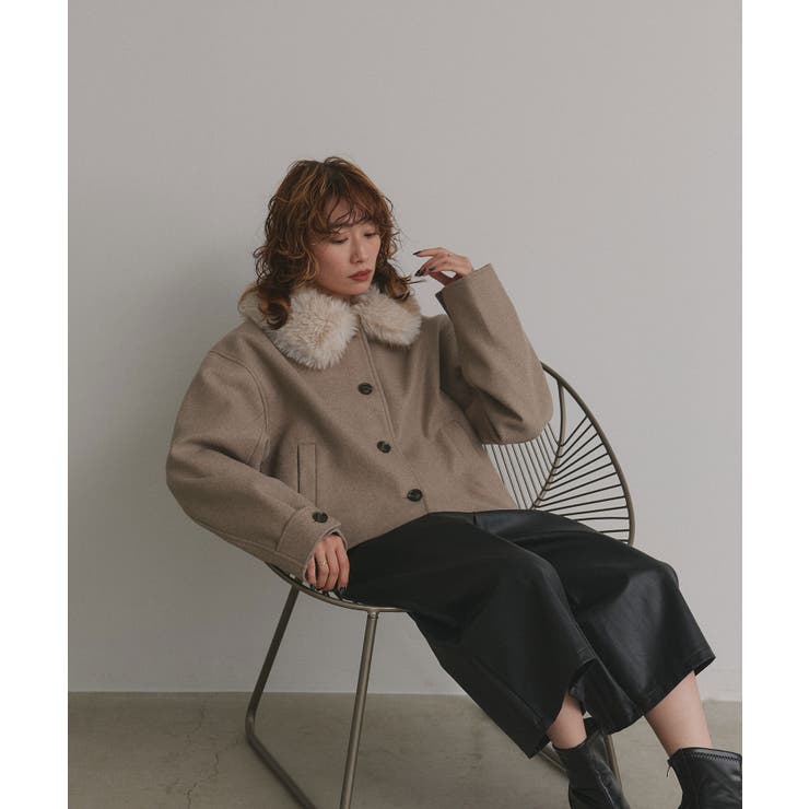 【2025AW新作】ファーカラーフェイクウールジャケット | ad thie | 詳細画像22 