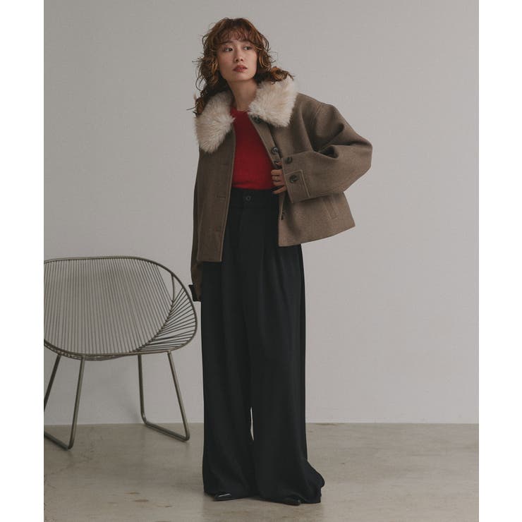 【2025AW新作】ファーカラーフェイクウールジャケット | ad thie | 詳細画像23 