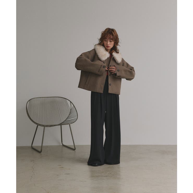 【2025AW新作】ファーカラーフェイクウールジャケット | ad thie | 詳細画像26 