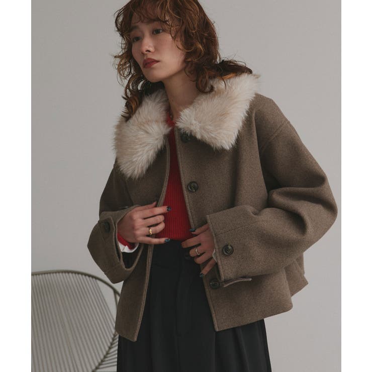 【2025AW新作】ファーカラーフェイクウールジャケット | ad thie | 詳細画像27 