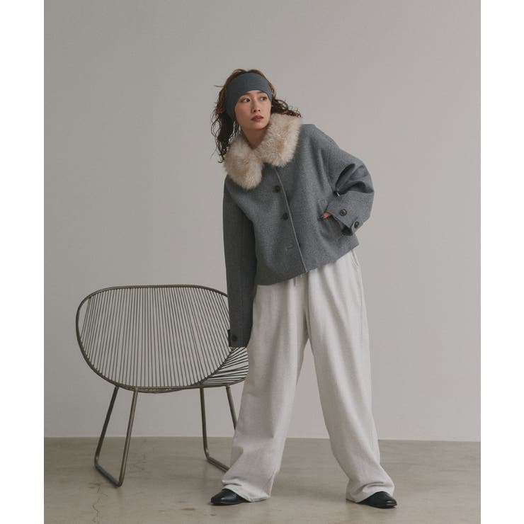 【2025AW新作】ファーカラーフェイクウールジャケット | ad thie | 詳細画像3 