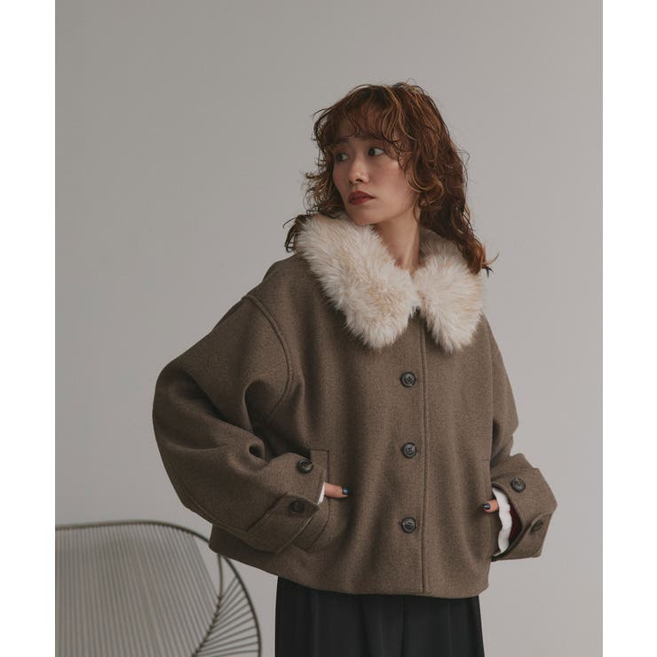 【2025AW新作】ファーカラーフェイクウールジャケット | ad thie | 詳細画像30 