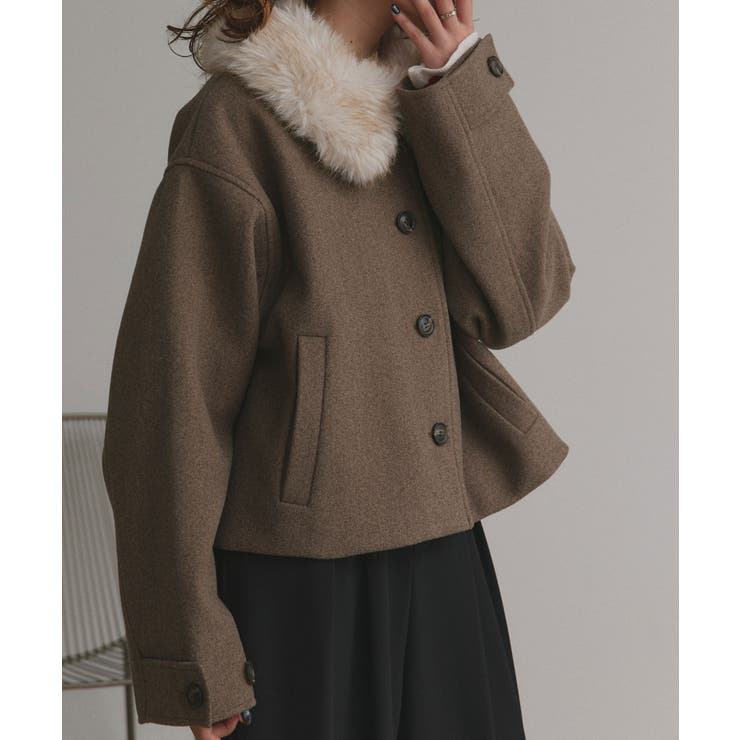 【2025AW新作】ファーカラーフェイクウールジャケット | ad thie | 詳細画像31 