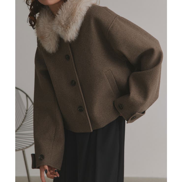 【2025AW新作】ファーカラーフェイクウールジャケット | ad thie | 詳細画像33 