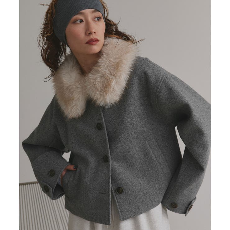 【2025AW新作】ファーカラーフェイクウールジャケット | ad thie | 詳細画像4 