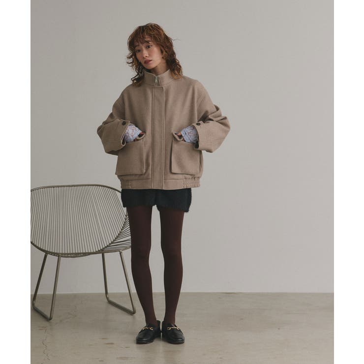 【2025AW新作】フェイクウールスタンドカラーブルゾン | ad thie | 詳細画像2 