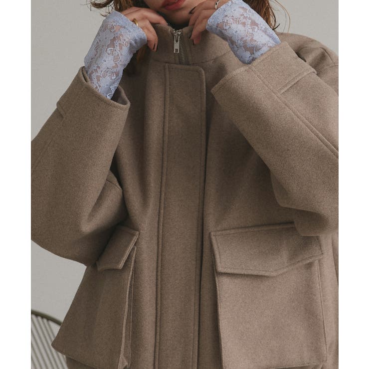 【2025AW新作】フェイクウールスタンドカラーブルゾン | ad thie | 詳細画像5 