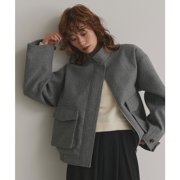 モクグレー | 【2025AW新作】フェイクウールスタンドカラーブルゾン | ad thie
