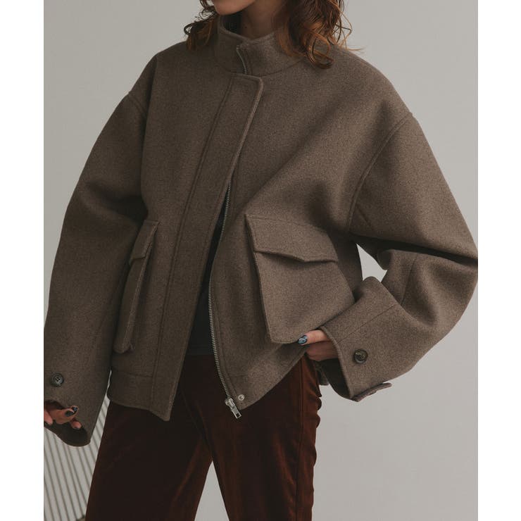 ブラウン | 【2025AW新作】フェイクウールスタンドカラーブルゾン | ad thie