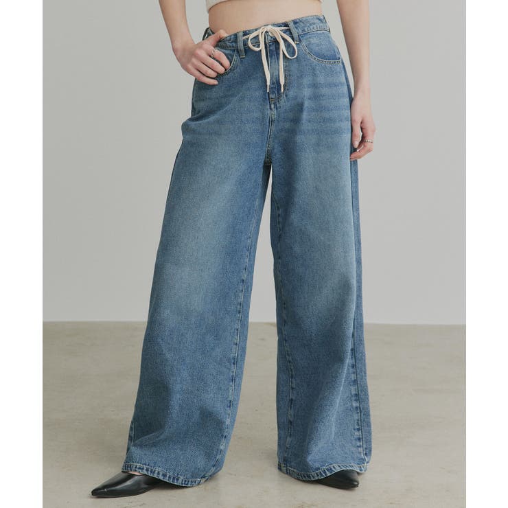 ブルー | 【2026SS新作】ヴィンテージワイドデニムパンツ | ad thie