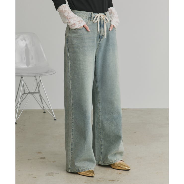 ライトブルー | 【2026SS新作】ヴィンテージワイドデニムパンツ | ad thie