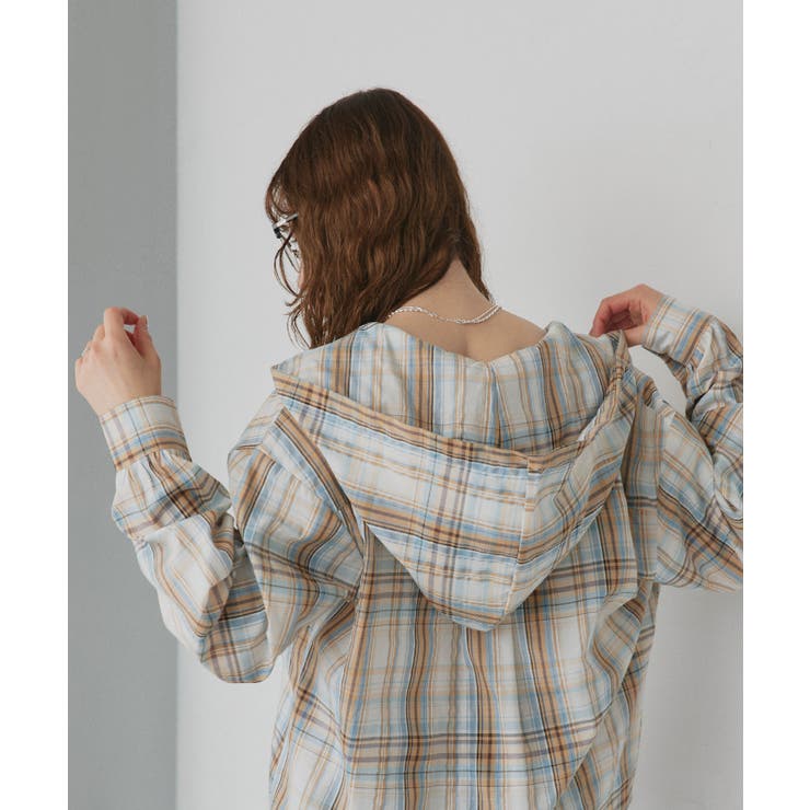 【2026SS新作】フード付きオーバーサイズチェックシャツ | ad thie | 詳細画像10 