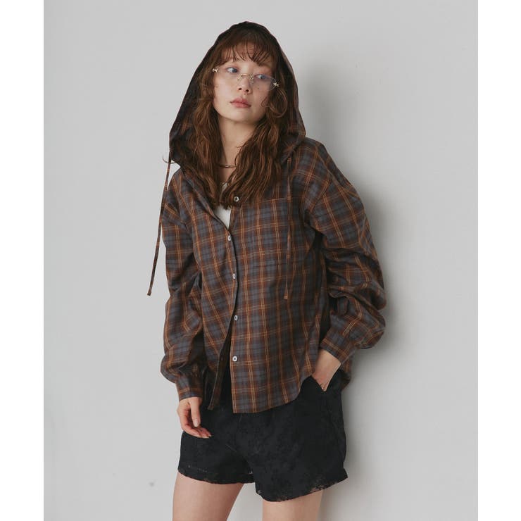 【2026SS新作】フード付きオーバーサイズチェックシャツ | ad thie | 詳細画像13 