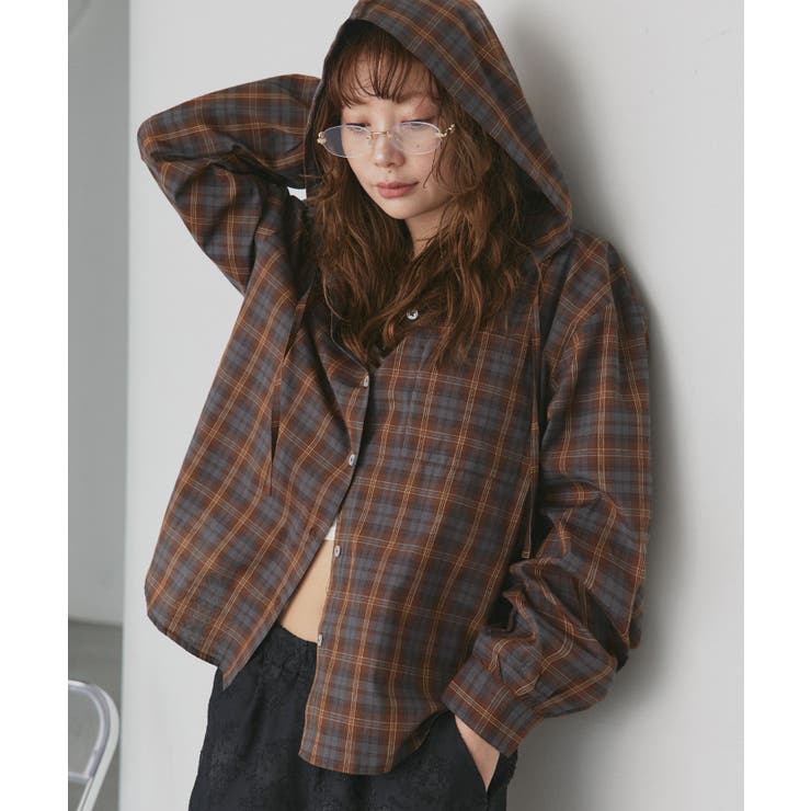 【2026SS新作】フード付きオーバーサイズチェックシャツ | ad thie | 詳細画像14 