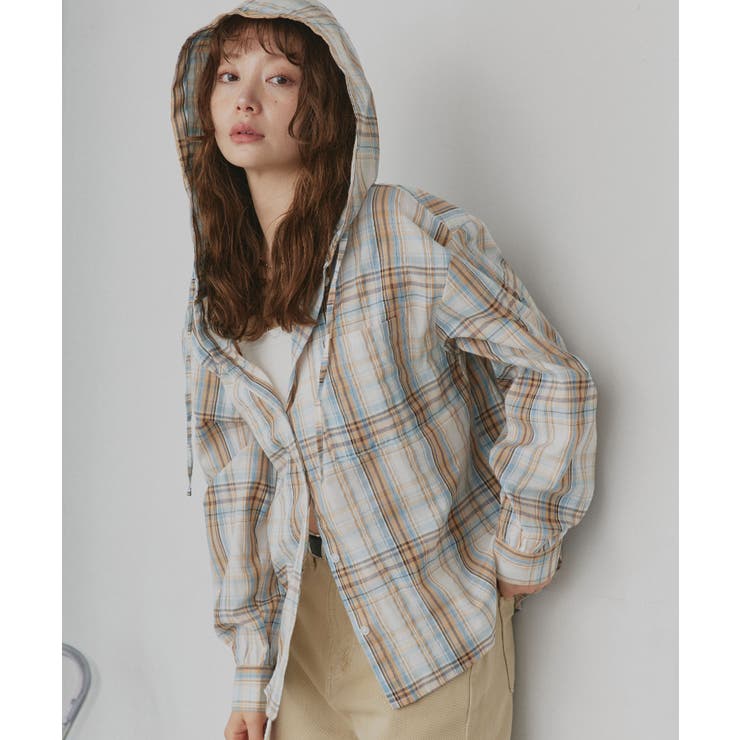 【2026SS新作】フード付きオーバーサイズチェックシャツ | ad thie | 詳細画像6 