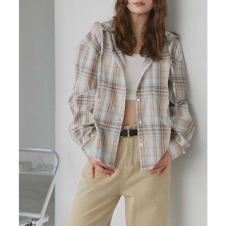 【2026SS新作】フード付きオーバーサイズチェックシャツ | ad thie | 詳細画像7 