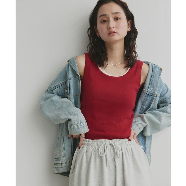 レッド | 【2026SS新作】前後2wayリブタンクトップ | ad thie