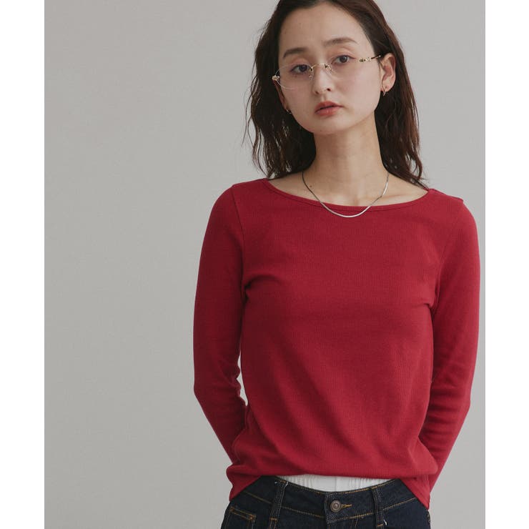 レッド×ボートネック | 【2026SS新作】アソート ボートネック スクエアネック リブトップス | ad thie