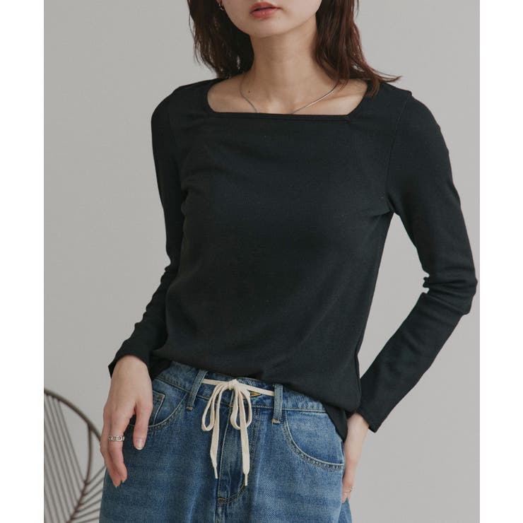 ブラック×スクエアネック | 【2026SS新作】アソート ボートネック スクエアネック リブトップス | ad thie