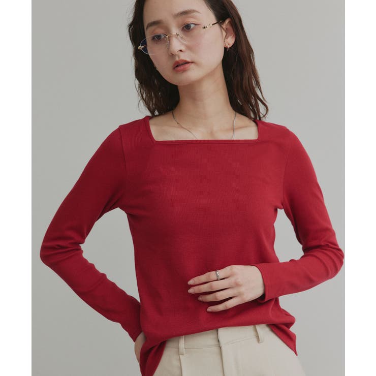 レッド×スクエアネック | 【2026SS新作】アソート ボートネック スクエアネック リブトップス | ad thie