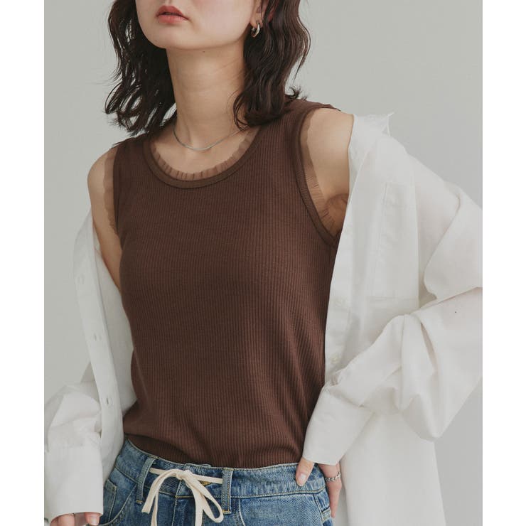 ブラウン | 【2026SS新作】チュールリブタンクトップ | ad thie