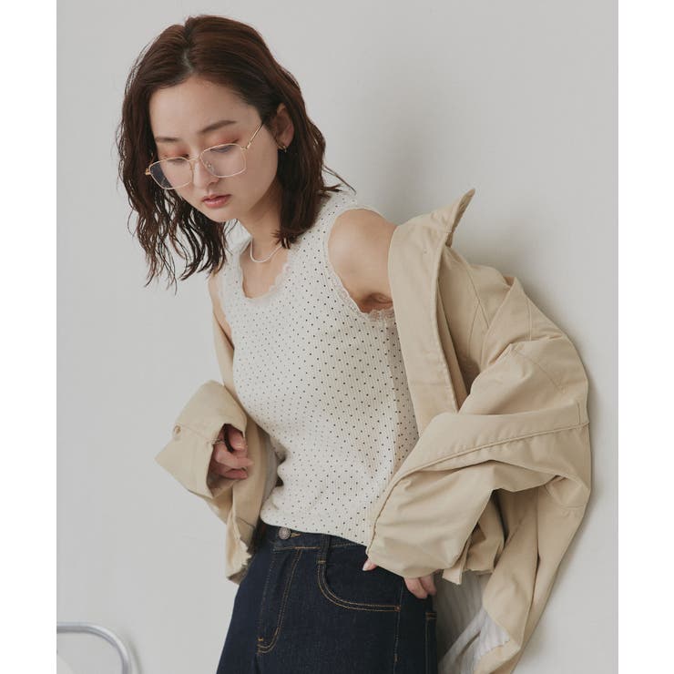 【2026SS新作】アソート クルーネックレースタンクトップ | ad thie | 詳細画像11 