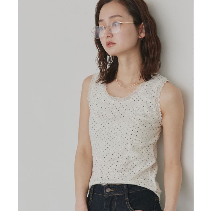 【2026SS新作】アソート クルーネックレースタンクトップ | ad thie | 詳細画像14 