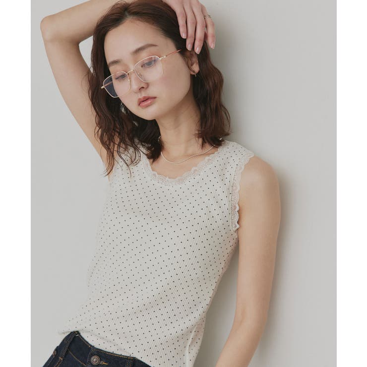 【2026SS新作】アソート クルーネックレースタンクトップ | ad thie | 詳細画像16 