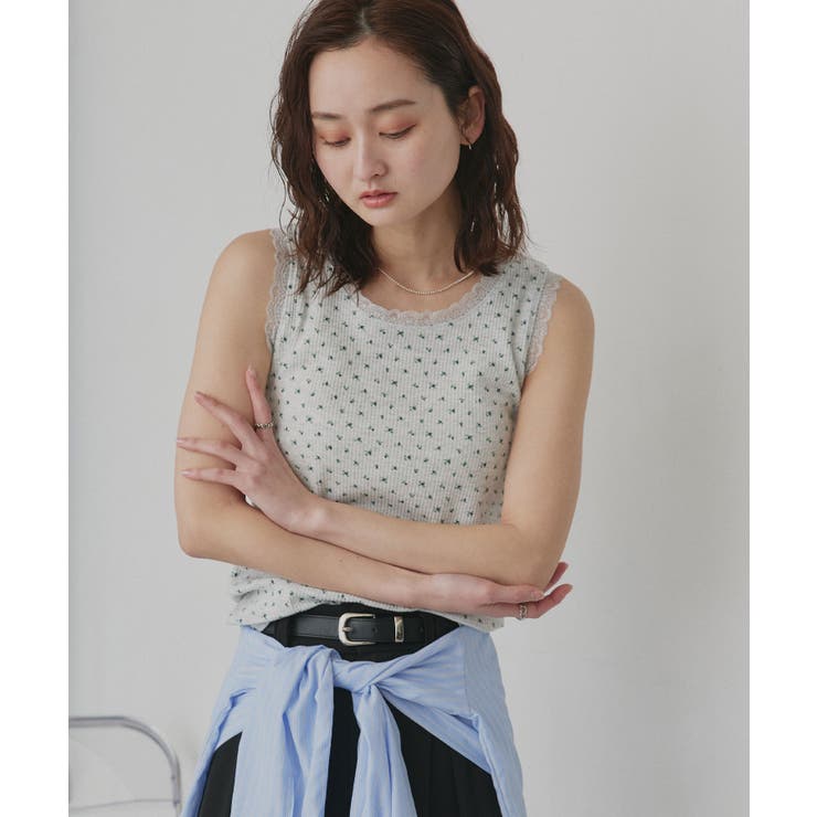 【2026SS新作】アソート クルーネックレースタンクトップ | ad thie | 詳細画像29 