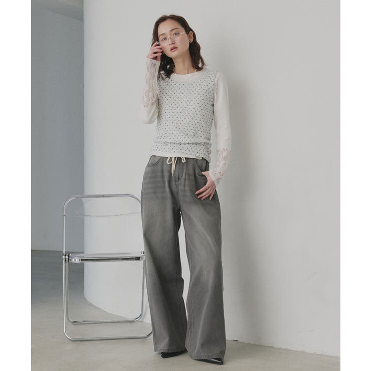 【2026SS新作】アソート クルーネックレースタンクトップ | ad thie | 詳細画像37 