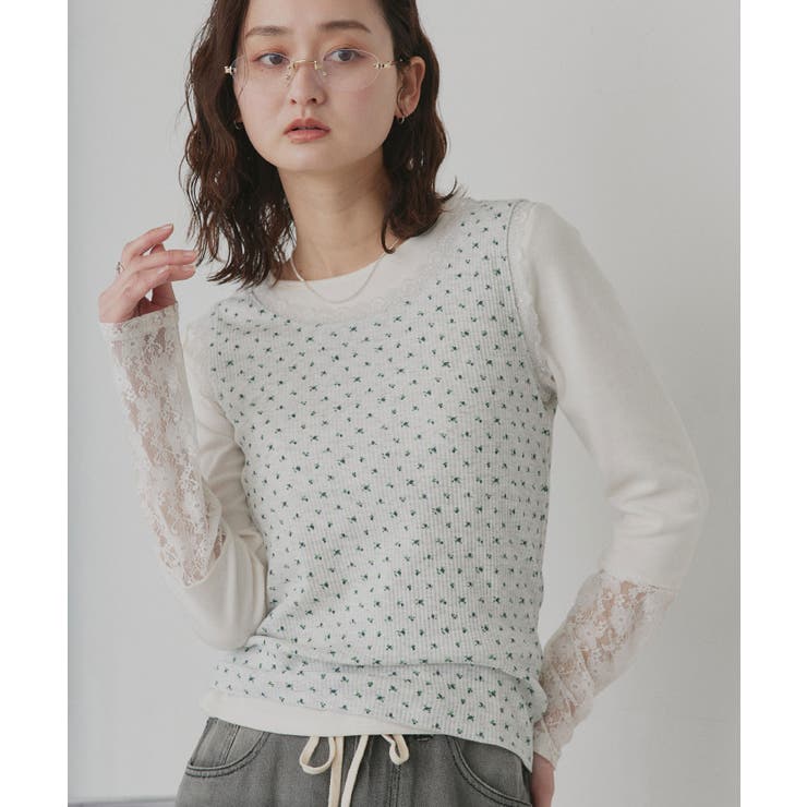 【2026SS新作】アソート クルーネックレースタンクトップ | ad thie | 詳細画像38 