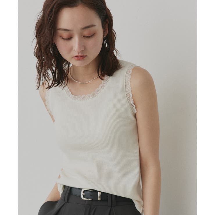 【2026SS新作】アソート クルーネックレースタンクトップ | ad thie | 詳細画像5 
