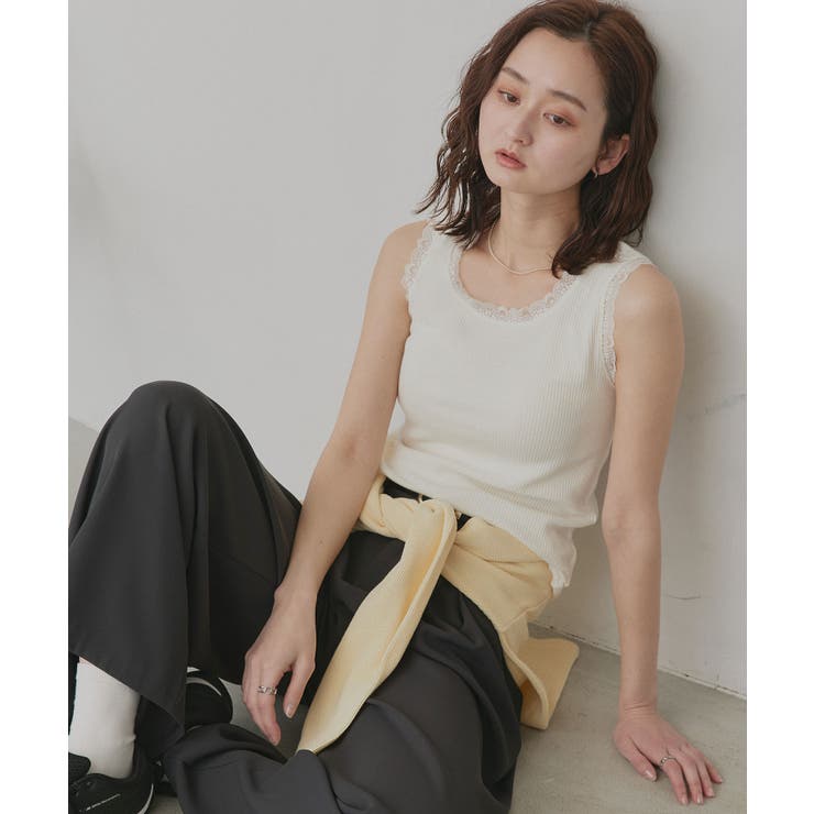 【2026SS新作】アソート クルーネックレースタンクトップ | ad thie | 詳細画像9 