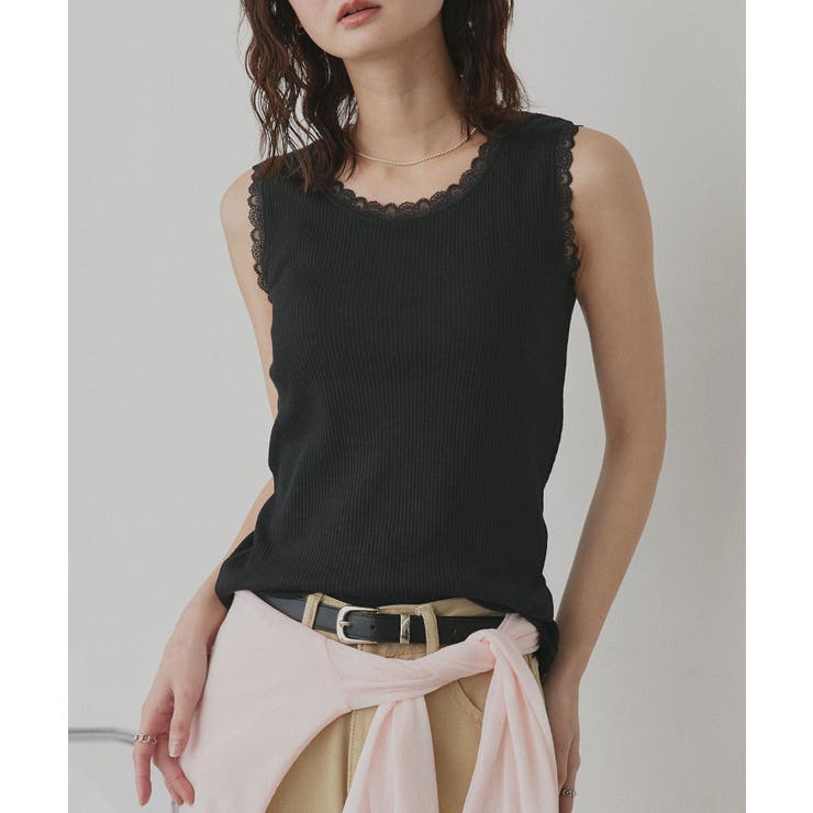 ブラック | 【2026SS新作】アソート クルーネックレースタンクトップ | ad thie