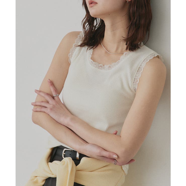 アイボリー | 【2026SS新作】アソート クルーネックレースタンクトップ | ad thie