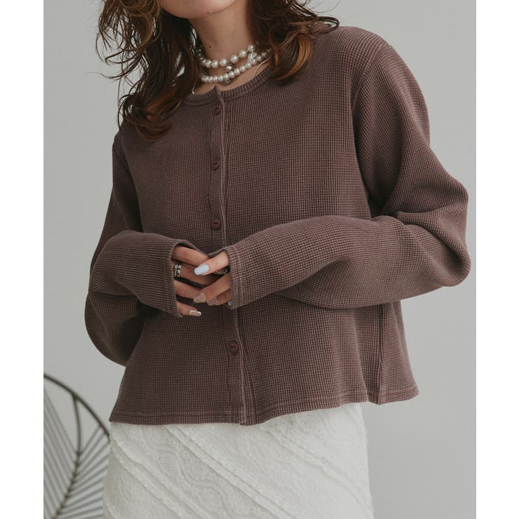 ブラウン×スノーウォッシュ | 【2026SS新作】ワッフルコンパクトカーディガン | ad thie