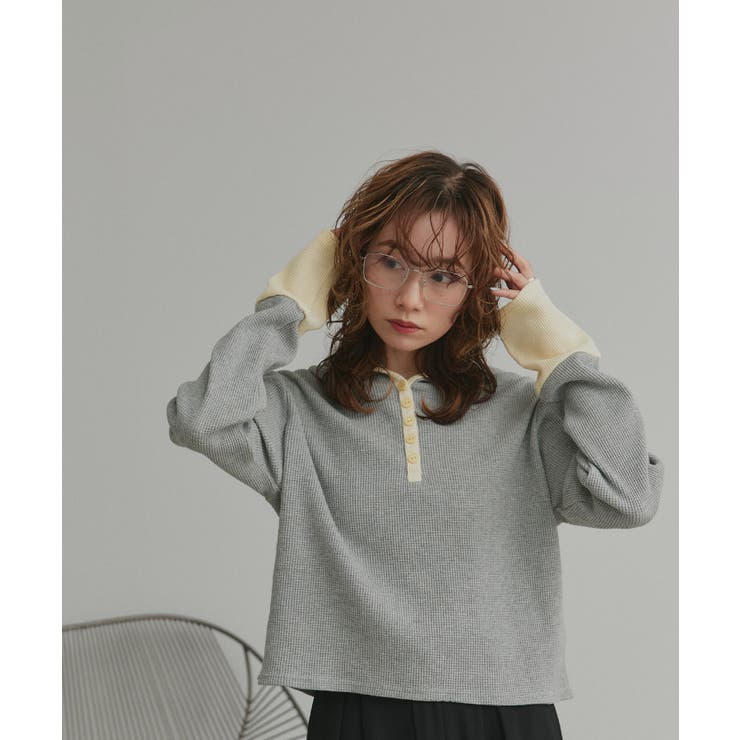 【2026SS新作】バイカラーワッフルパーカー | ad thie | 詳細画像11 