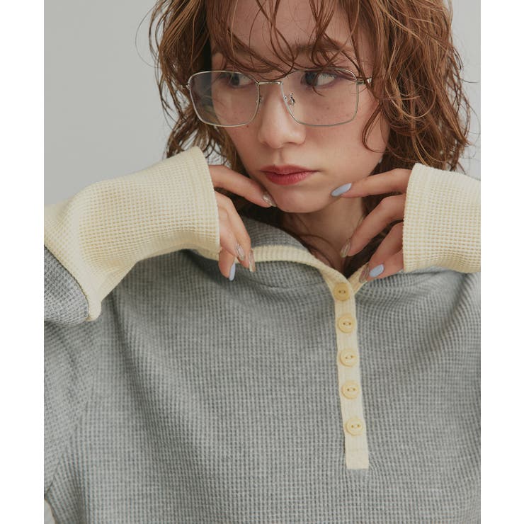 【2026SS新作】バイカラーワッフルパーカー | ad thie | 詳細画像12 