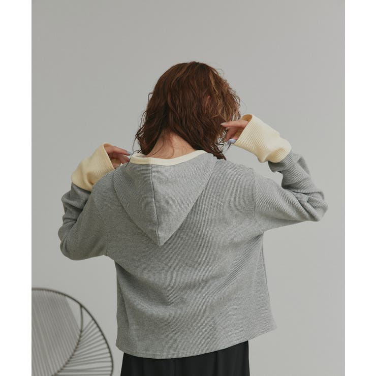 【2026SS新作】バイカラーワッフルパーカー | ad thie | 詳細画像14 