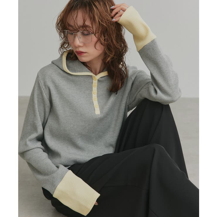 【2026SS新作】バイカラーワッフルパーカー | ad thie | 詳細画像15 