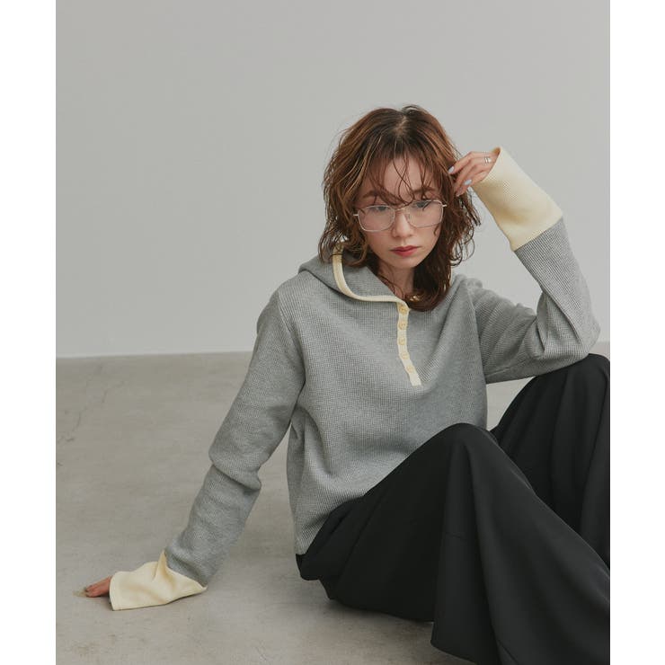 【2026SS新作】バイカラーワッフルパーカー | ad thie | 詳細画像16 