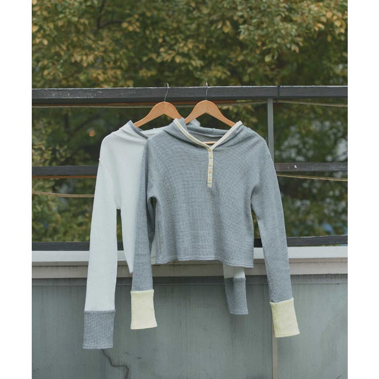 【2026SS新作】バイカラーワッフルパーカー | ad thie | 詳細画像17 