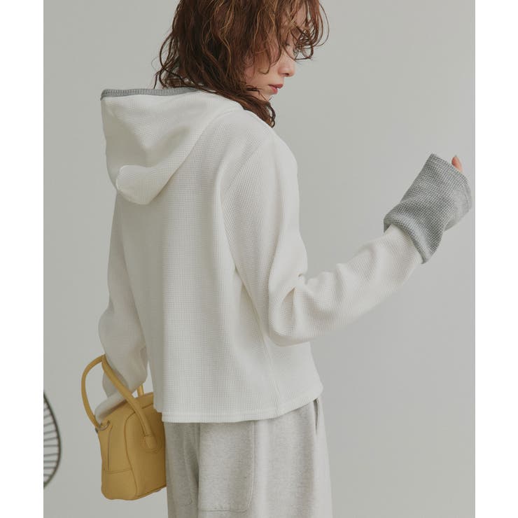 【2026SS新作】バイカラーワッフルパーカー | ad thie | 詳細画像22 