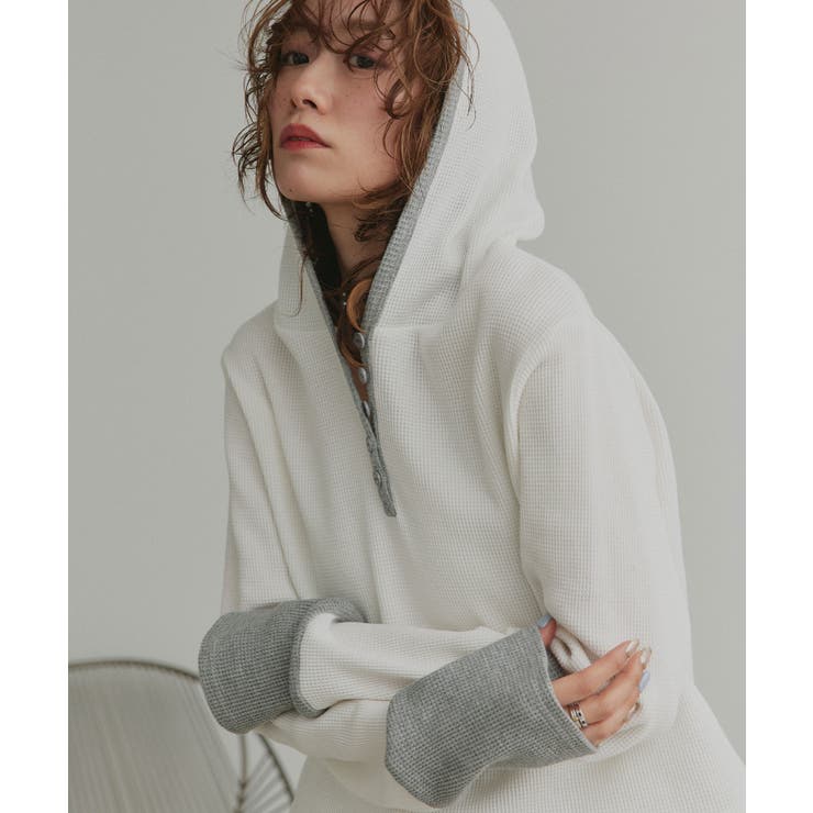 【2026SS新作】バイカラーワッフルパーカー | ad thie | 詳細画像24 