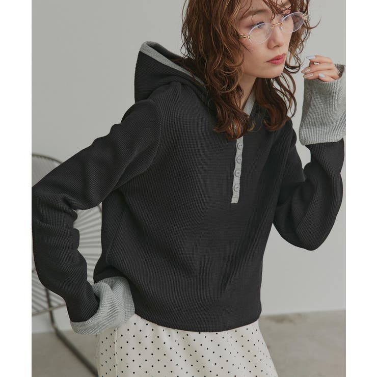 【2026SS新作】バイカラーワッフルパーカー | ad thie | 詳細画像27 