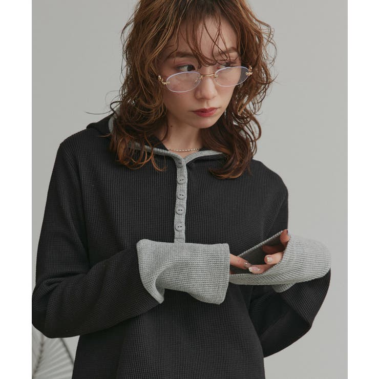 【2026SS新作】バイカラーワッフルパーカー | ad thie | 詳細画像29 