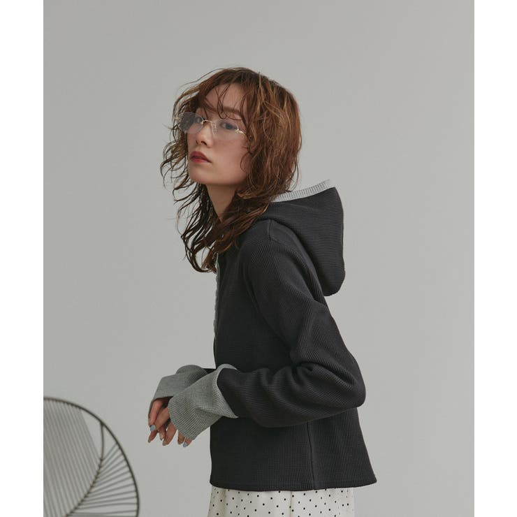 【2026SS新作】バイカラーワッフルパーカー | ad thie | 詳細画像30 